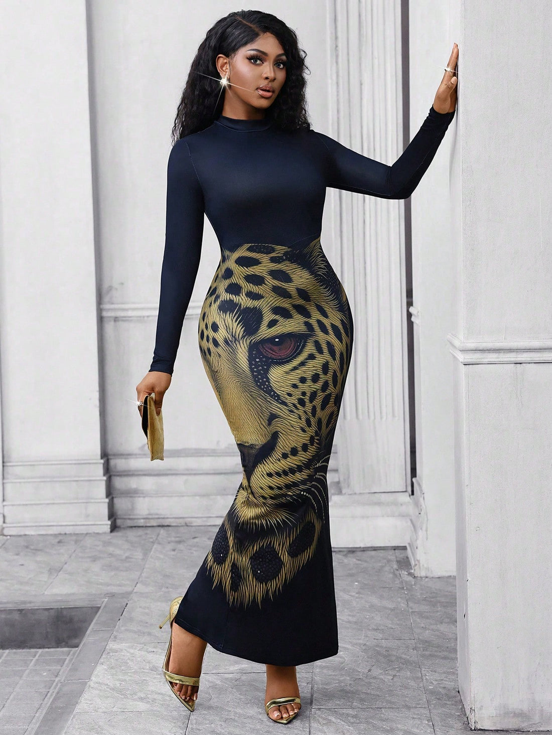 Turn heads this season in our stunning leopard print bodycon mini dress! Featuring a flattering mock neck and sleek silhouette, this piece hugs your curves in all the right ways. The bold leopard pattern adds instant edge and sophistication, making it your go-to choice for autumn and winter parties, nights out, or any occasion calling for a touch of wild glamour. Pair it with heels and statement jewelry for an unforgettable look that says you've got serious style.