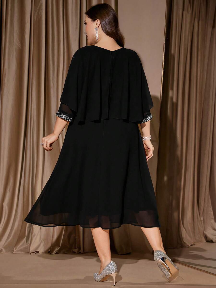 Shine bright like the star you are in this stunning plus-size party dress! Adorned with dazzling rhinestone embellishments that catch the light from every angle, this elegant piece transforms any celebration into your moment to sparkle. The flattering silhouette is designed to celebrate your curves while the intricate beading adds that wow-factor glamour. Perfect for weddings, galas, or nights out where you want to feel absolutely fabulous. Dress it up with heels and confidence—you're ready to turn heads!