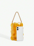 Orange mermaid scale drawstring bag with translucent shell discs