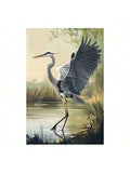 Heron bird canvas wall art with raised wing