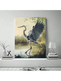 Heron wildlife wall print in white room mockup