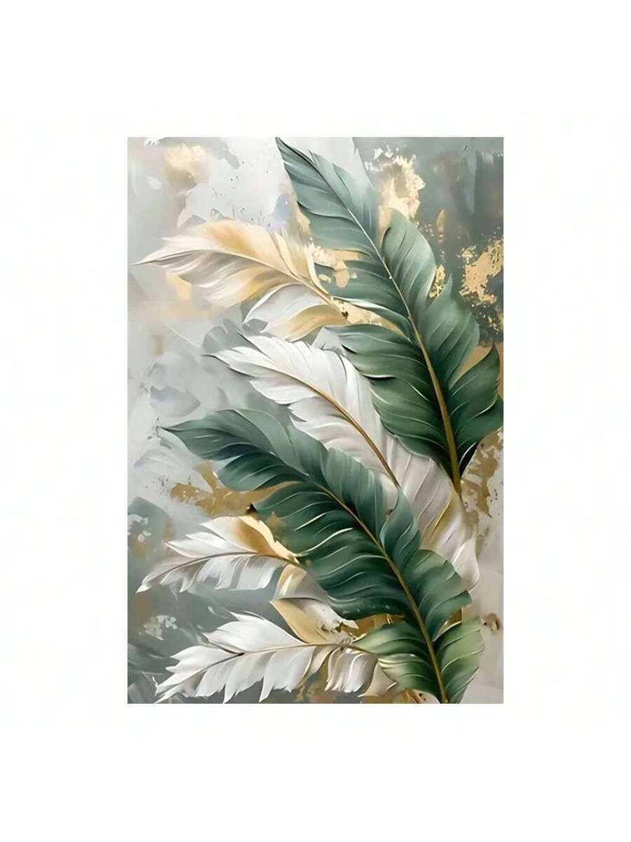 Green tropical leaf abstract canvas wall art
