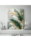 Botanical leaf canvas print in white room mockup