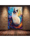 Cat canvas print on brick wall room mockup