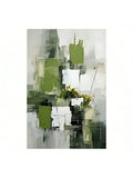 Green abstract block canvas wall art