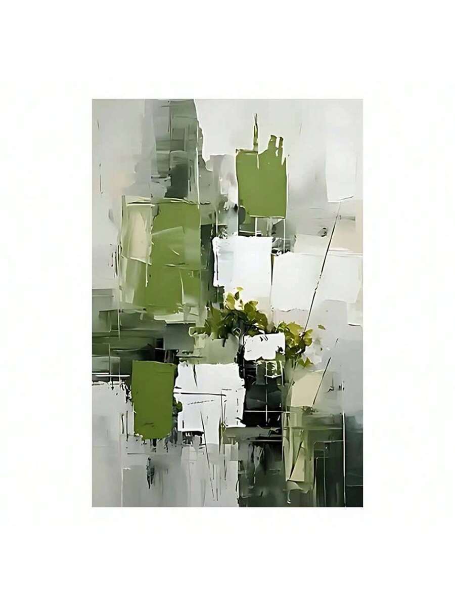 Green abstract block canvas wall art