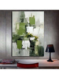 Modern green abstract wall art on concrete wall