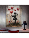 Urban heart street art print on concrete wall
