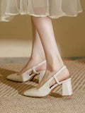 vintage peep toe block heel pumps image 12 showing visible heel, toe, strap, color, and material details