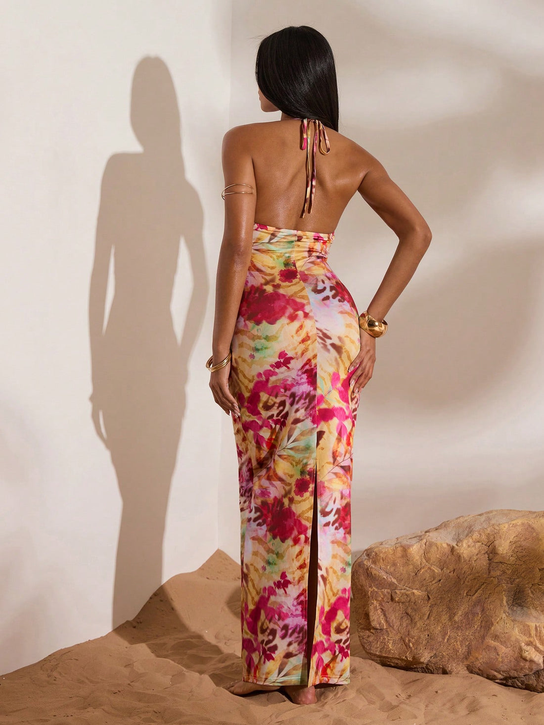 Elevate your warm-weather wardrobe with this sophisticated halter tie long dress, designed for effortless elegance. The minimalist print offers understated visual interest while the flowing silhouette flatters all body types. Versatile enough for Valentine's Day dinners or beach getaways, this piece transitions seamlessly from day to evening. The halter neckline provides secure support and a flattering frame, while the extended length delivers timeless appeal. Crafted for spring and summer comfort, this dre