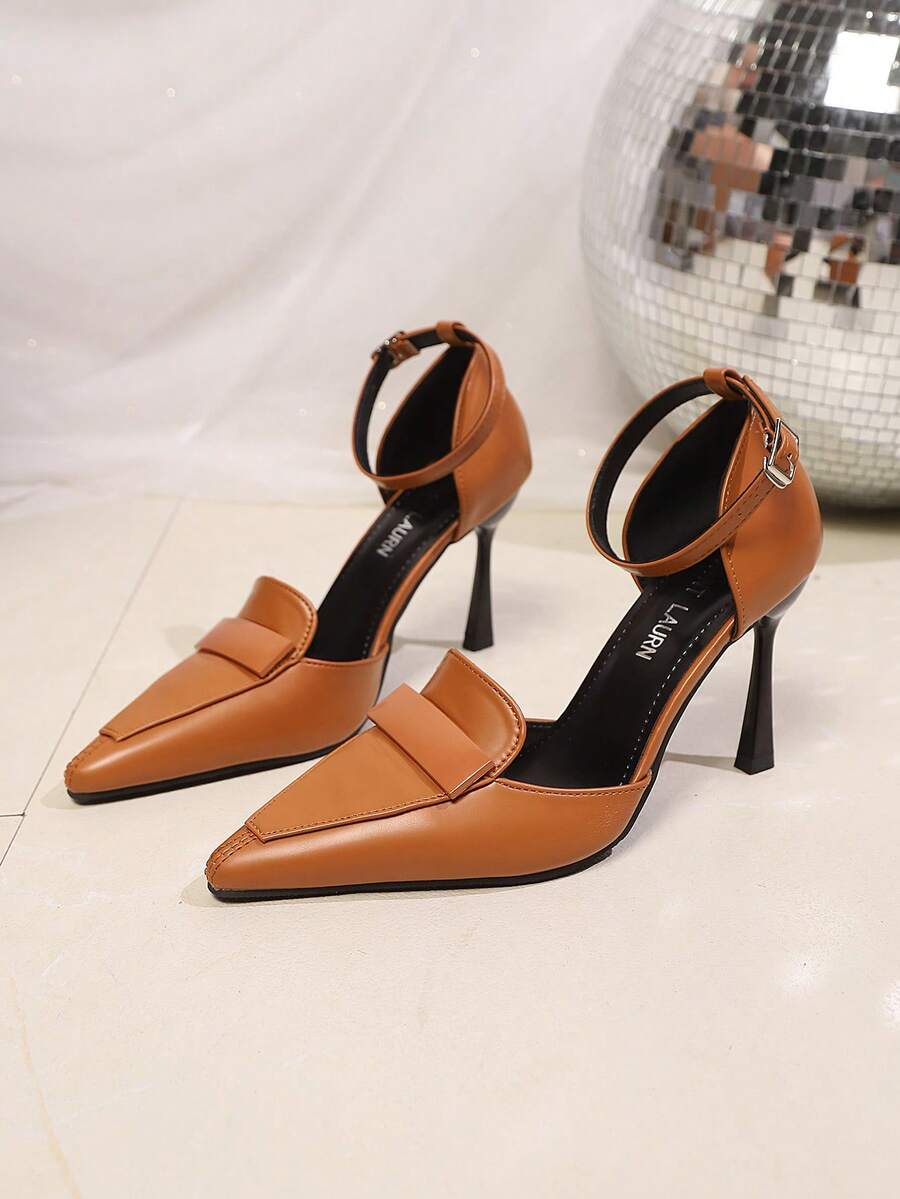 Elevate your seasonal wardrobe with these sophisticated coffee-hued high heels, designed for the discerning woman. The refined pointed-toe silhouette exudes timeless elegance, while the secure buckle detail ensures a polished fit through autumn and winter gatherings. Crafted to transition seamlessly from professional settings to evening occasions, these heels deliver versatile style without compromise. The rich coffee tone pairs effortlessly with neutral palettes and bold statement pieces alike, making them