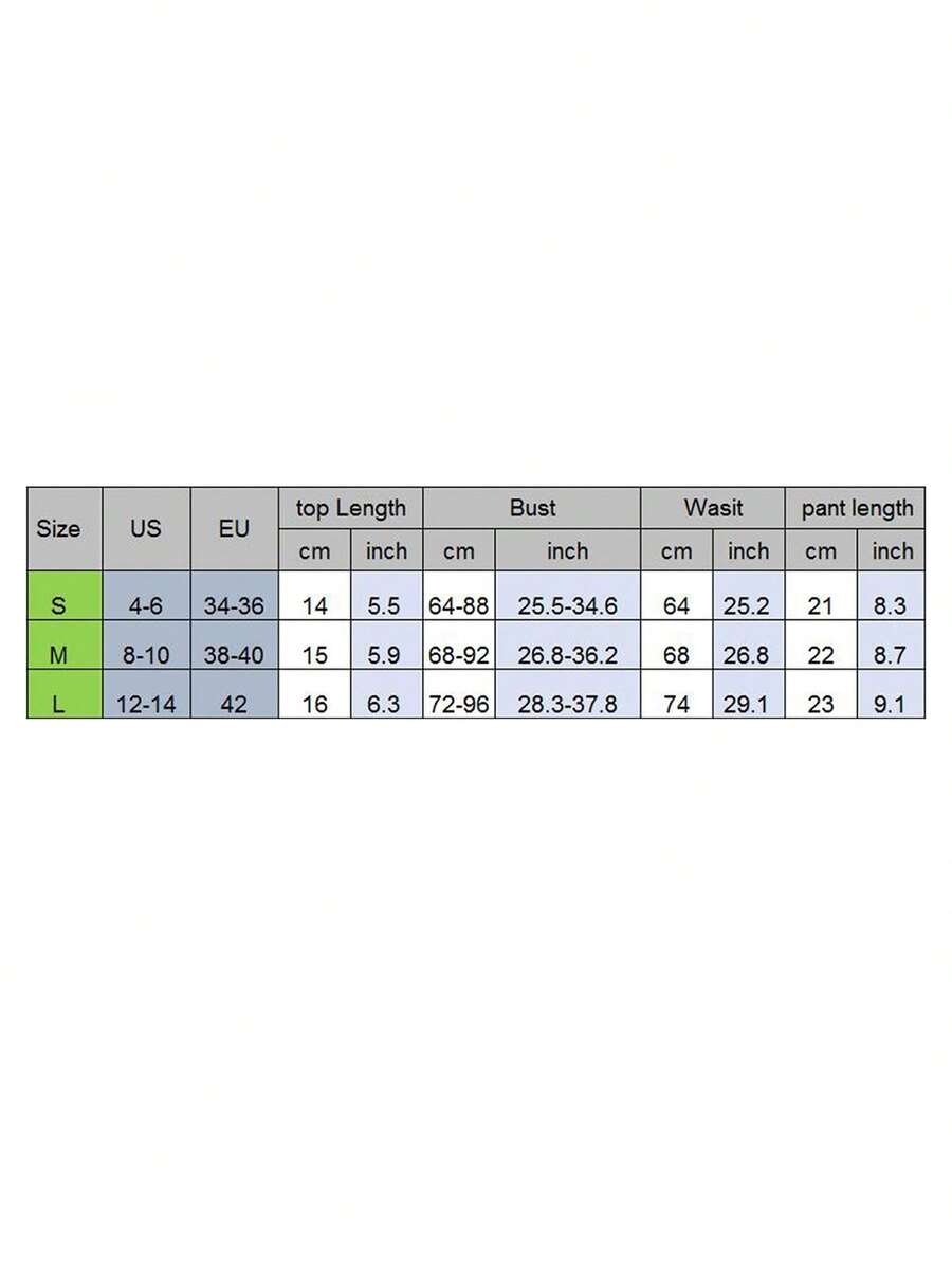 Size chart for orange sequin fringe costume set showing S M and L measurements