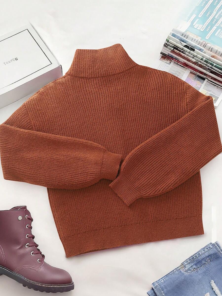 Front view of Vintage High-Collar Zip-Up Chunky Knit Cardigan for Women - Casual Fashion Essential in Camel color