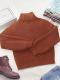 Front view of Vintage High-Collar Zip-Up Chunky Knit Cardigan for Women - Casual Fashion Essential in Camel color