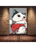Archer cat canvas wall art with bow and red eyes