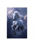Black horse wall print in white room mockup