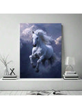 Dark horse sunset wall art on concrete wall