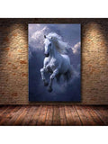 White horse fantasy canvas wall art with storm clouds