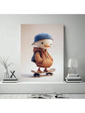 Hoodie duck skateboard wall art on concrete wall