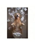 Golden retriever bathroom wall print room mockup