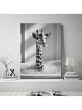 Giraffe bathtub canvas on concrete wall