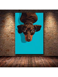 Rabbit canvas print on brick wall mockup