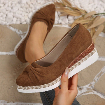 Trendy Women's Wedge Sneakers: Comfortable Slip-On Flats with Thick Soles