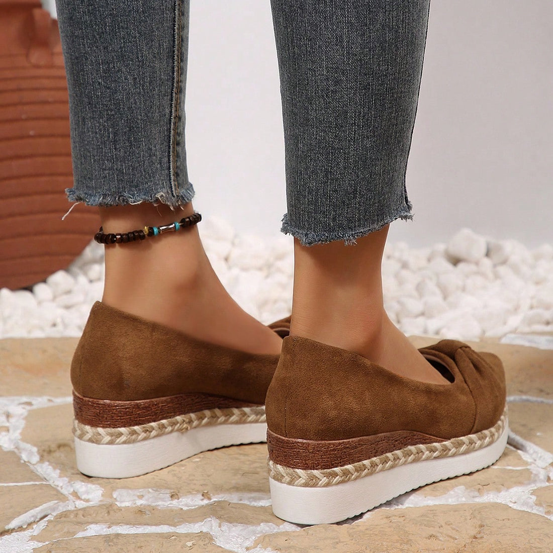 Trendy Women's Wedge Sneakers: Comfortable Slip-On Flats with Thick Soles