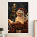 Snowy Santa and Christmas tree canvas in a bright bedroom office
