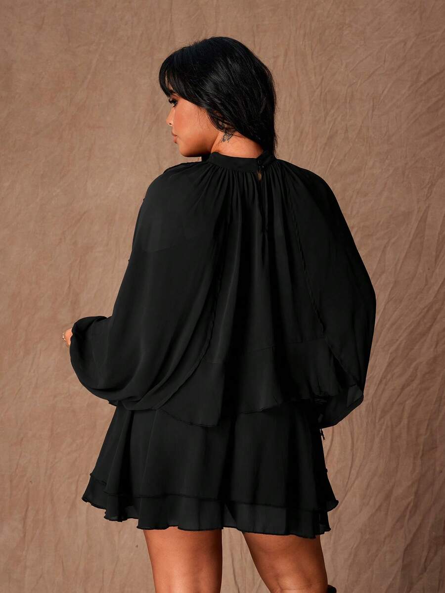 Step into timeless elegance with this charming brown mini dress that's perfect for any occasion. Crafted from soft polyester, it features a fitted waist that flatters your silhouette, long sleeves for versatile styling, and a delicate ruffle hem that adds a playful vintage touch. The thoughtfully designed plus-size fit ensures comfort and confidence all day long. Whether you're heading to brunch, a date night, or a casual gathering, this dress brings effortless sophistication with a hint of whimsy to your w