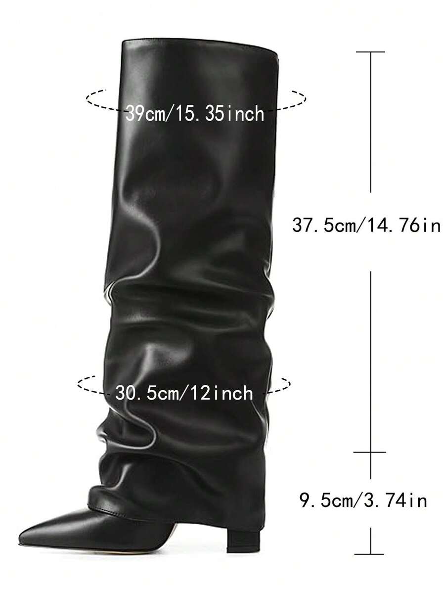 Color option view of Stylish Knee-High Slouchy Shark Boots with Chunky Heels for Parties and Office Wear for knee high boot styling