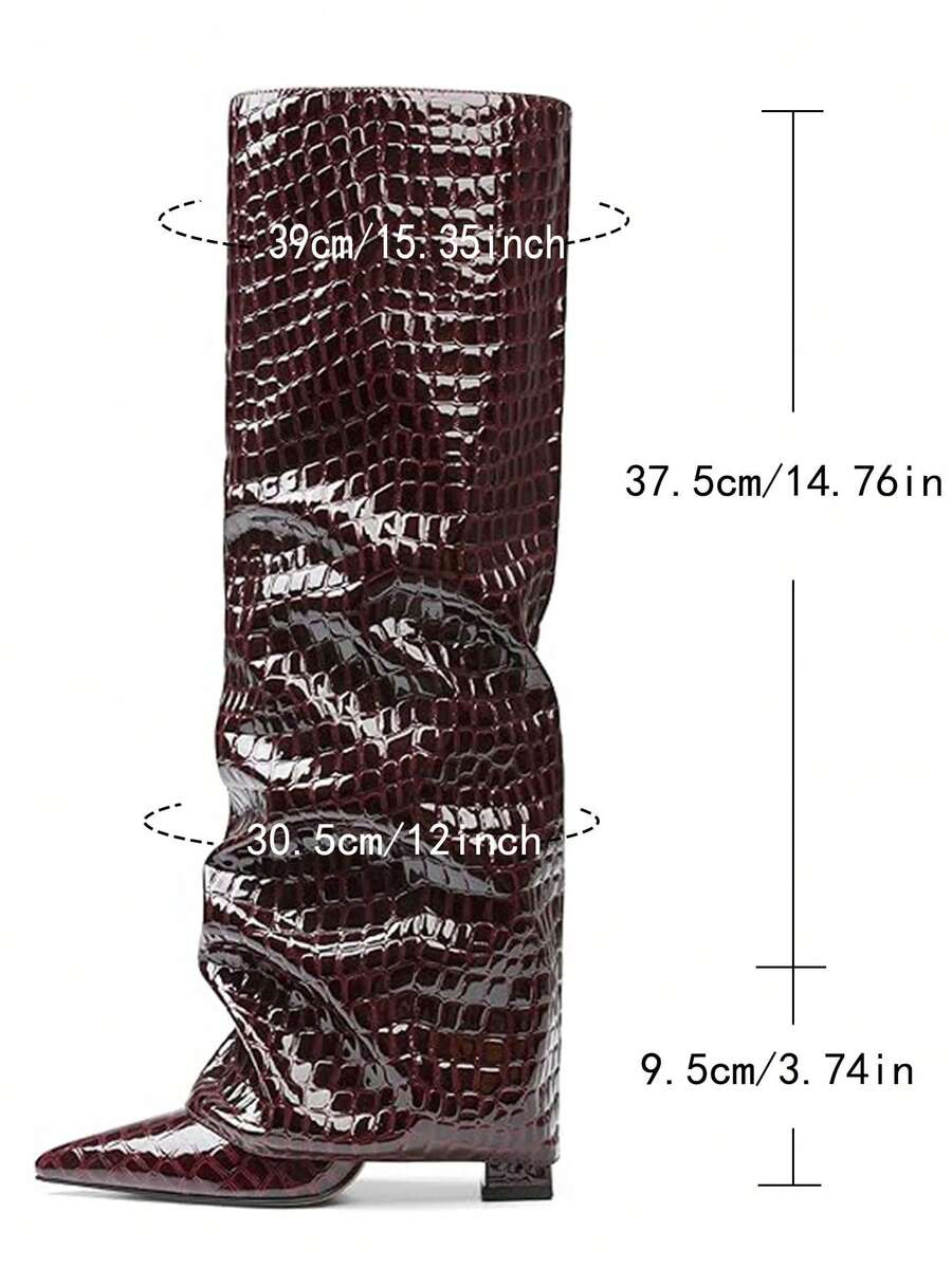 Front view of Stylish Knee-High Slouchy Shark Boots with Chunky Heels for Parties and Office Wear for knee high boot styling