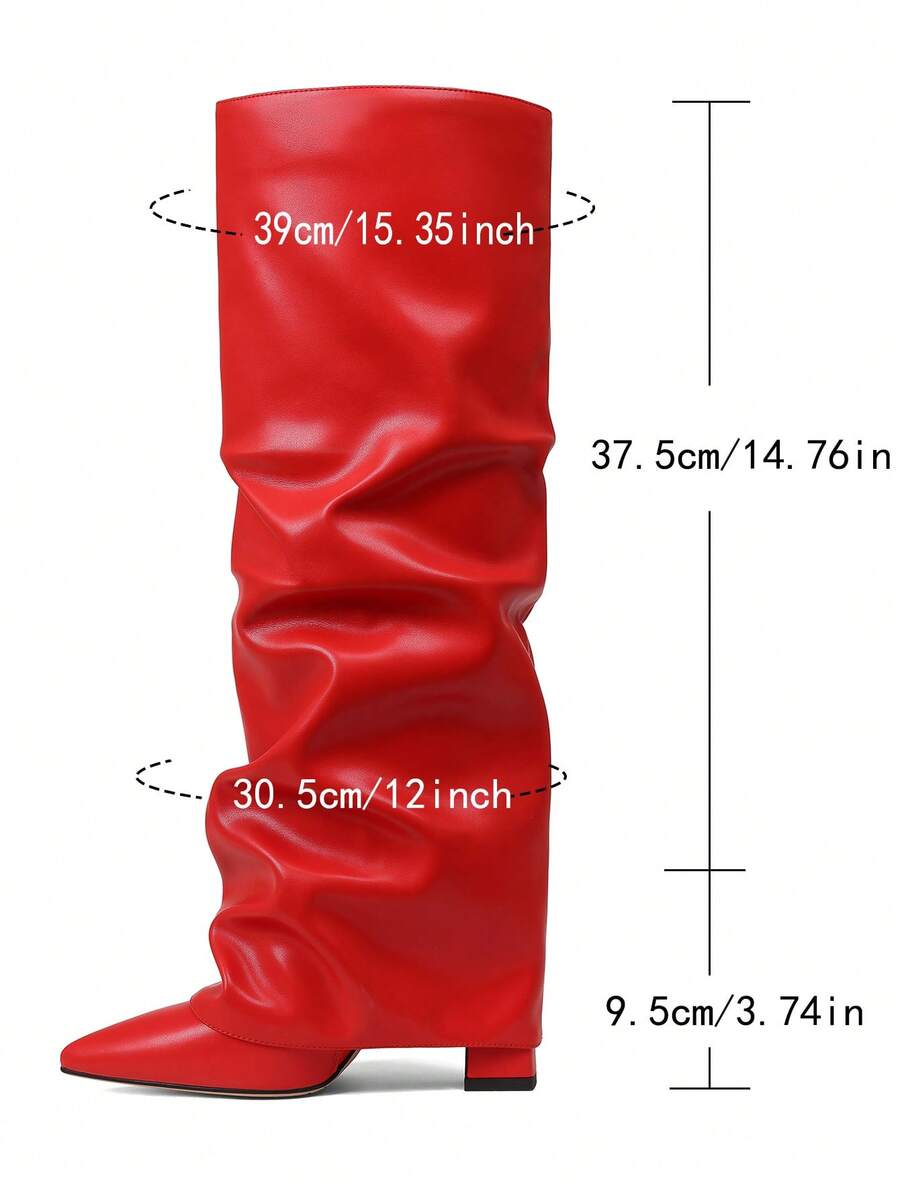 Color option view of Stylish Knee-High Slouchy Shark Boots with Chunky Heels for Parties and Office Wear for knee high boot styling