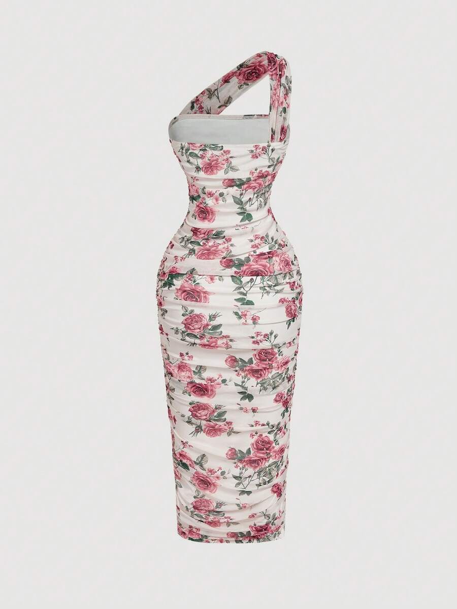 Elevate your seasonal wardrobe with this striking asymmetric one-shoulder floral midi dress. The sophisticated design features an elegant draped neckline that creates a flattering silhouette, while the midi length offers versatile styling for both casual gatherings and formal occasions. Rich floral patterns add visual interest and dimension, making this piece a standout choice for fall and winter celebrations. The asymmetric cut provides modern edge without compromising comfort, ensuring you feel confident 