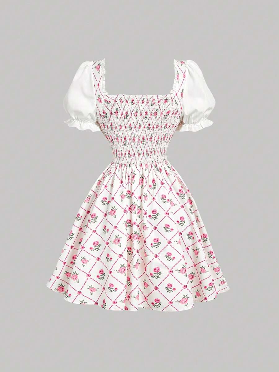 This enchanting patchwork dress seamlessly transitions from day to evening with its ingenious 2-in-1 design. Crafted from a harmonious blend of vintage plaid and delicate floral panels, it captures timeless romance with contemporary versatility. The signature puff sleeves add a touch of whimsy and flattering volume, while the thoughtful construction ensures comfort through varied occasions. Whether you're exploring charming destinations, attending garden parties, or enjoying intimate gatherings, this dress 