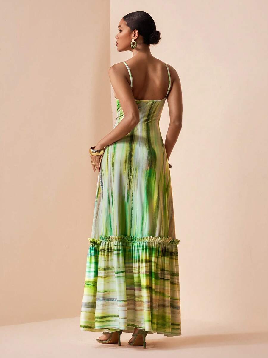 Elevate your party wardrobe with this stunning pleated maxi cami dress. Featuring delicate hollow-out detailing and a cinched waist that flatters your silhouette, this piece combines elegance with modern flair. The spaghetti straps and sleeveless design offer versatility for layering, while the semi-sheer knitted fabric with medium stretch ensures comfort throughout the night. Perfect for celebrations, vacations, and special occasions, this multicolor dress transitions effortlessly from day to evening. The 