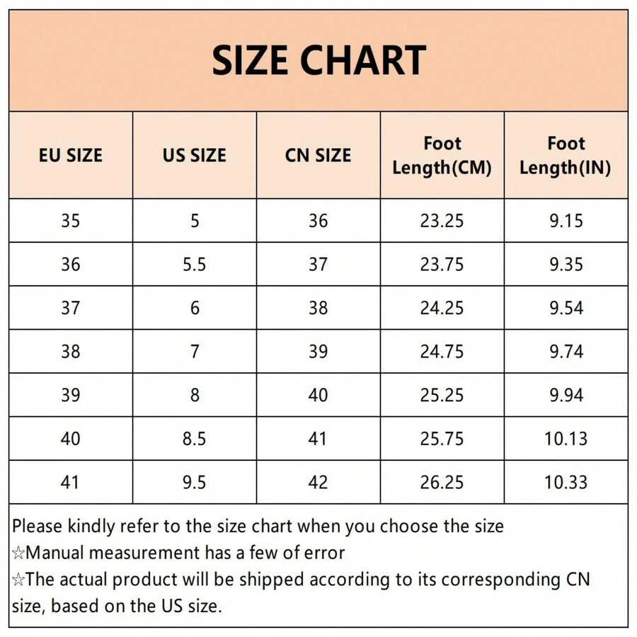 Size chart for white winter ankle boots showing EU US and CN measurements