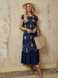Navy oversized floral dress back view