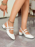 patent slingback Mary Jane pumps image 8 showing visible heel, strap, toe, color, and material details