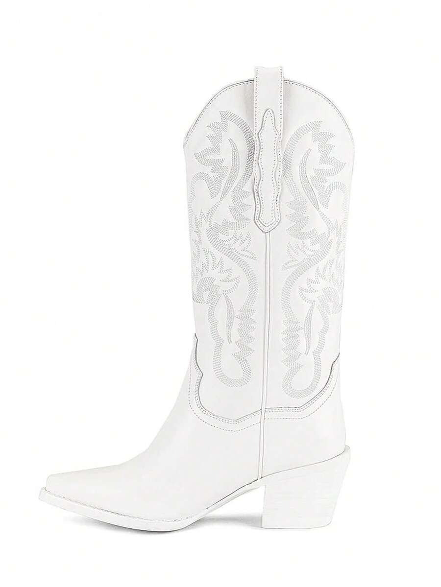 Embroidery detail view of Western Boots for Women – Vintage Cowgirl Style with Chunky Heels and Embroidery for western boot styling