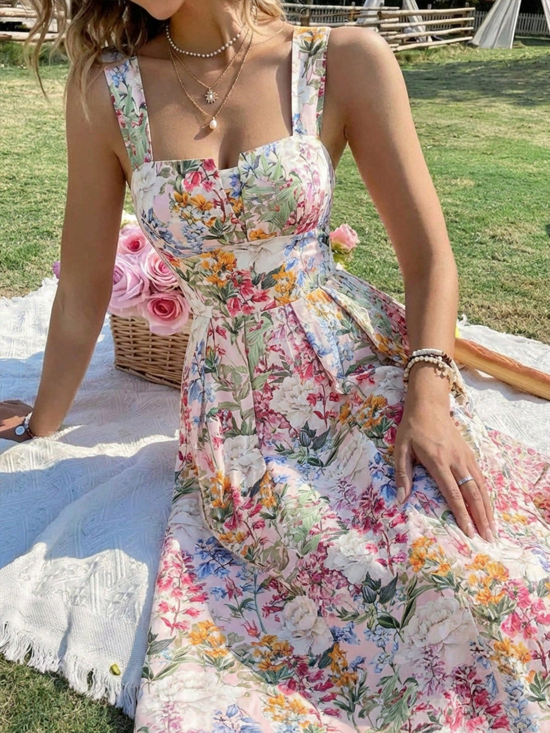 Elevate your summer wardrobe with this sophisticated floral print dress, designed to make a lasting impression at any celebration. The cinched waist creates a flattering silhouette that accentuates your natural curves, while the vibrant botanical pattern adds timeless elegance to your special occasion look. Crafted with attention to detail, this piece transitions seamlessly from daytime garden parties to evening events. The thoughtful waist definition ensures a polished appearance that photographs beautiful