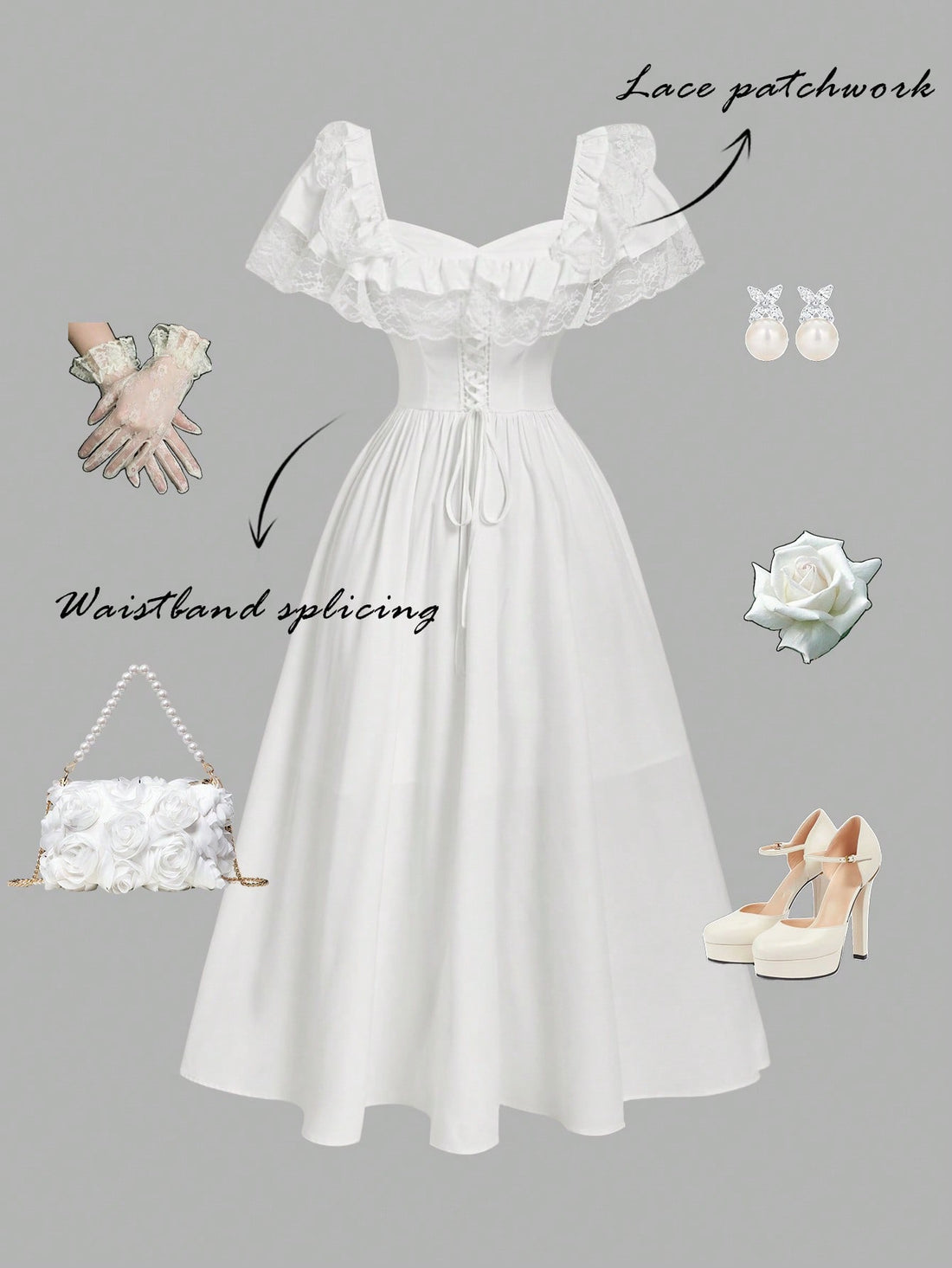 Elevate your warm-weather wardrobe with this sophisticated ruffle sweetheart neck dress. The delicate ruffled neckline frames the face beautifully while the sweetheart silhouette creates a flattering, feminine shape. Crafted in crisp white fabric, this versatile piece transitions seamlessly from garden parties to summer gatherings. The refined design offers timeless elegance without sacrificing comfort, making it an essential addition to any occasion-ready closet.