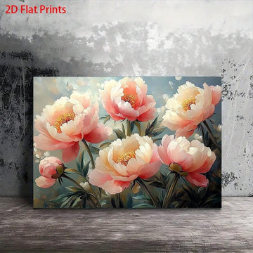Pink peony floral 2D flat canvas wall art print