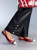 Heel view of Chic Brown and White Y2K High Heels with Pointed Straps for Spring and Summer Vacations for women shoe styling