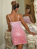 Turn heads in this ombre peach pink sequin mini dress, designed to bring glamour and confidence to every special occasion. Featuring delicate spaghetti straps, shimmering allover sequins, and a flattering mini-length silhouette, this dress creates a dazzling look that catches the light from every angle.
