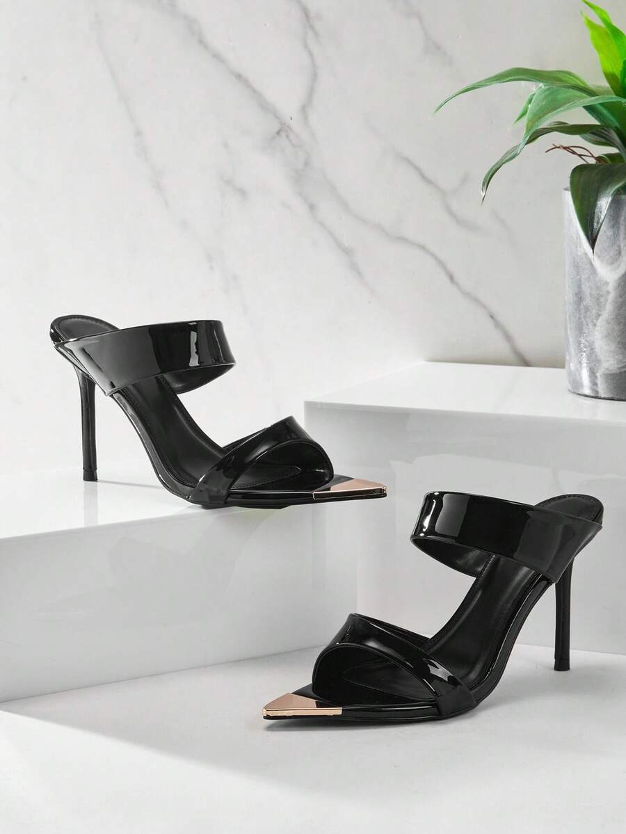 Multi strap stiletto heels with glossy patent finish image 23