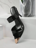 Multi strap stiletto heels with glossy patent finish image 25