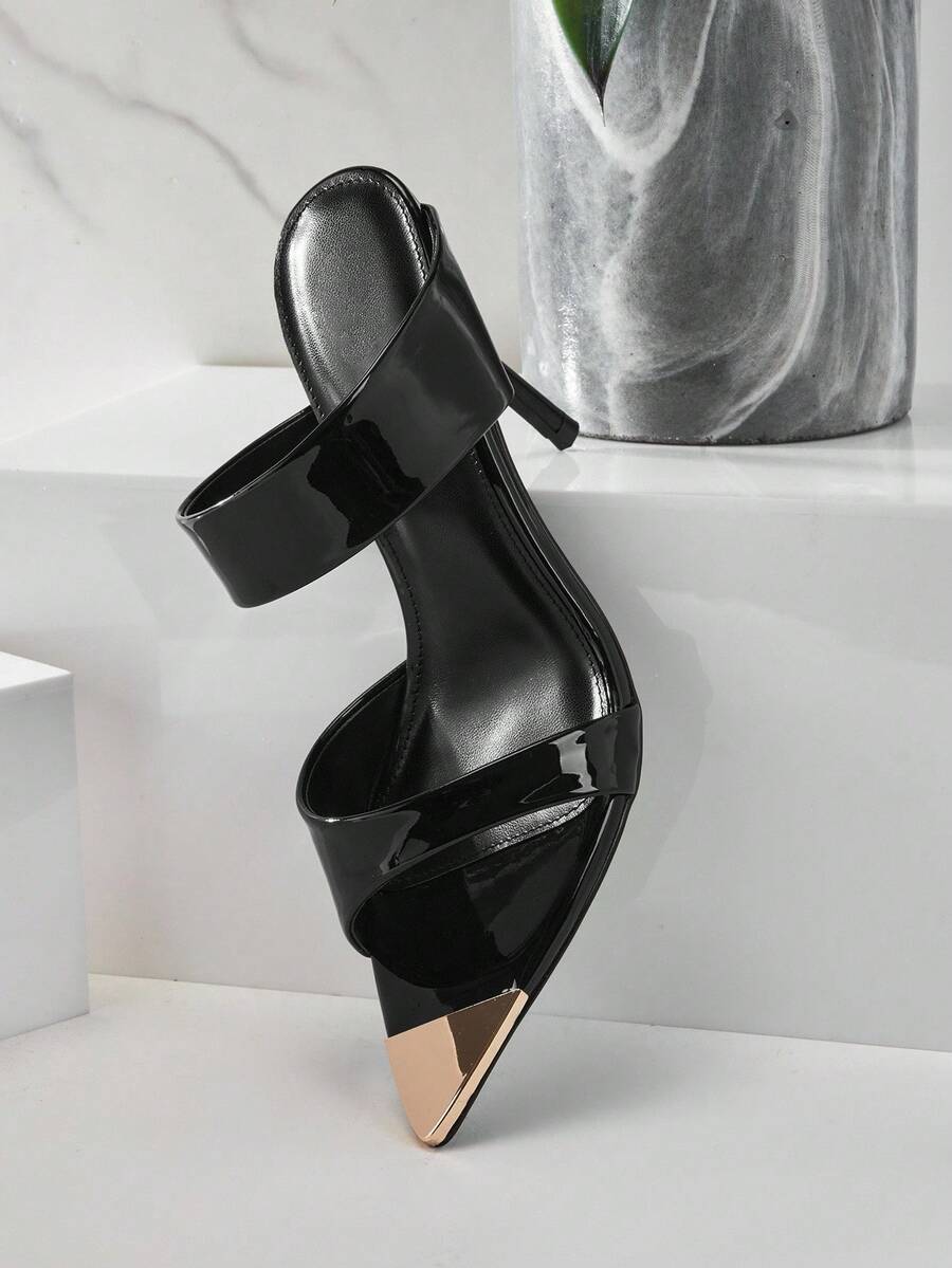 Multi strap stiletto heels with glossy patent finish image 25