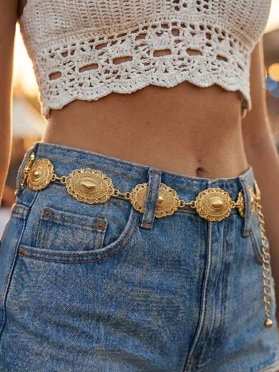 Chic Vintage Bohemian Metal Body Chain Belt for Women - Perfect Accessory for Dresses and Suits - women vintage bohemian metal body chain belt visible in all media images, product image 3