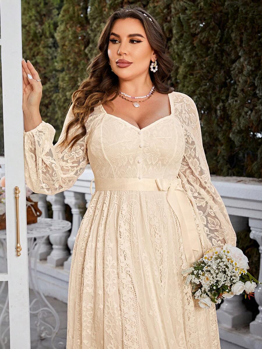 Timeless elegance meets modern comfort in this stunning plus-size A-line dress. Crafted with delicate vintage lace detailing, it flatters every curve with a graceful silhouette that flows beautifully. Perfect for weddings, celebrations, and special occasions, this dress combines sophistication with wearability. The classic design ensures you'll feel confident and radiant, whether you're attending a formal event or marking a milestone birthday. A versatile wardrobe essential that transcends trends.